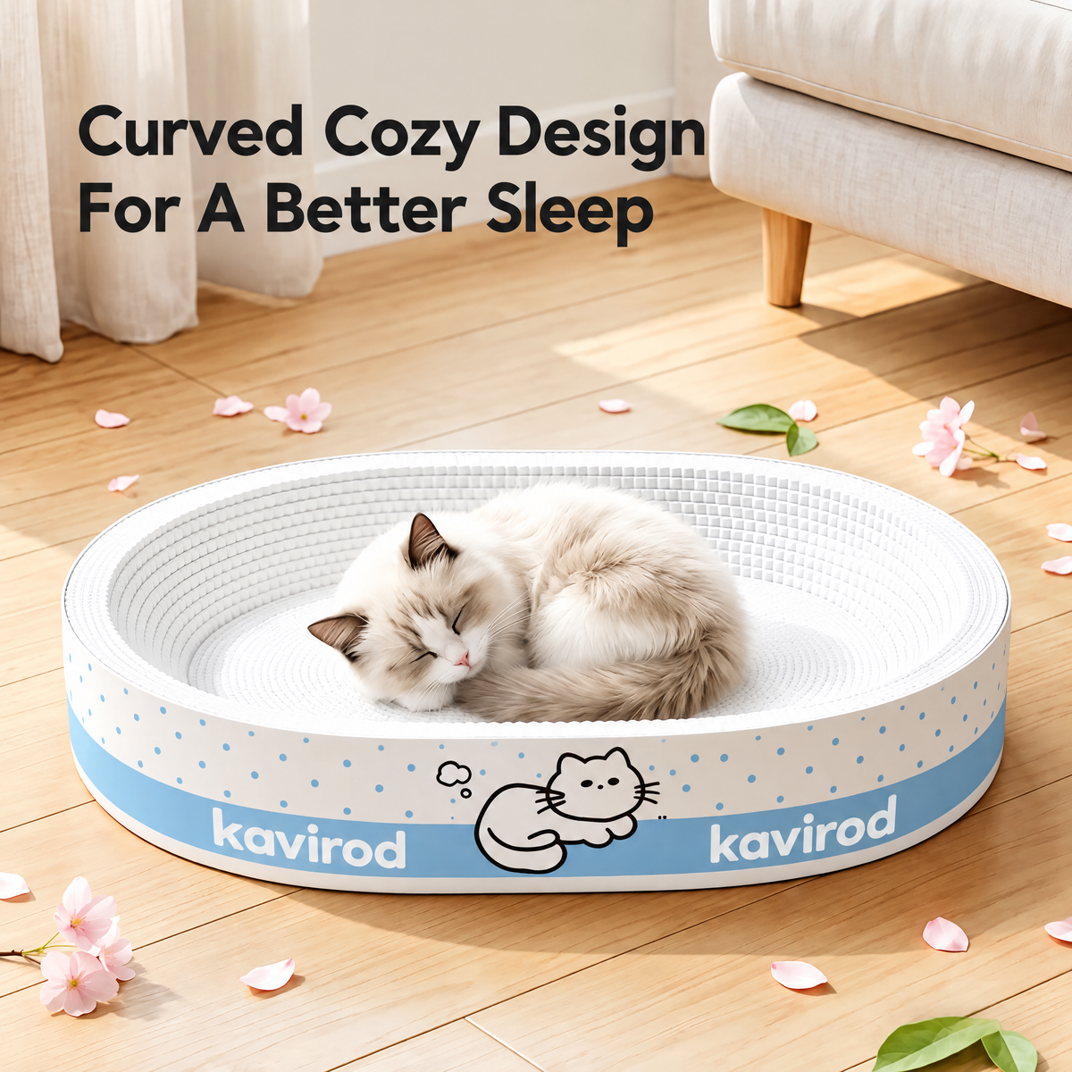 Curl & Scratch Round Cat Scratcher Bed, Corrugated Cardboard Lounge for Indoor Cats