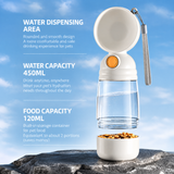Walk & Sip Portable Dog Water Bottle, Travel Drinking Bowl with Food Storage Compartment